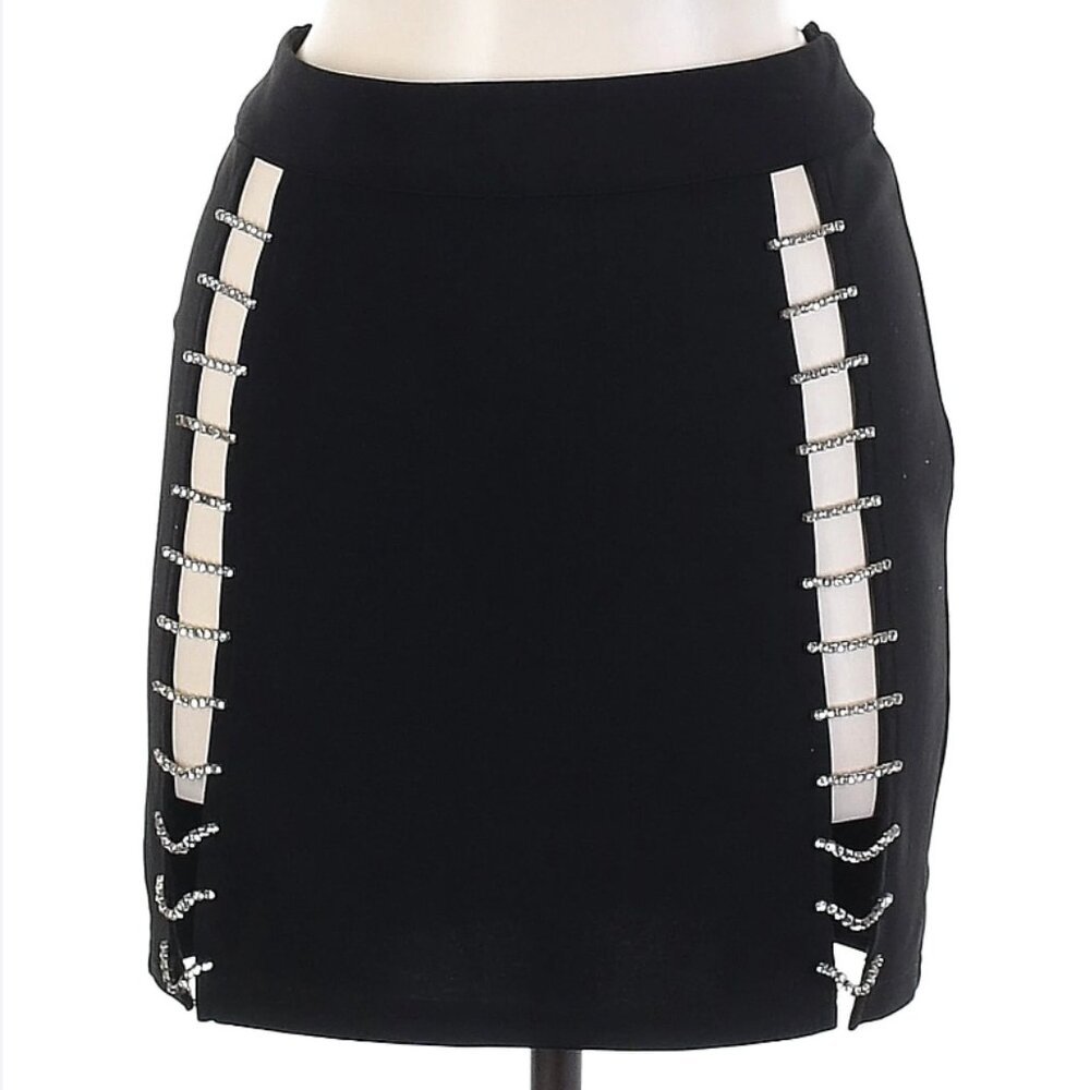 Black Formal Skirt with Diamond Accent